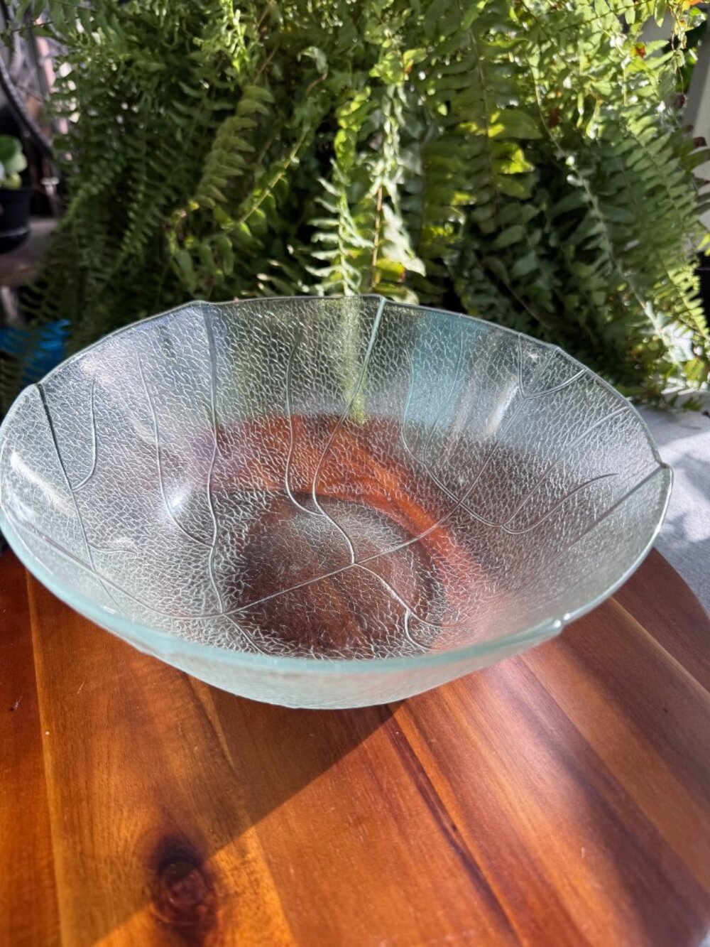 Vintage Clear Glass Aspen Leaf Serving Bowl, by Durax Argentina
